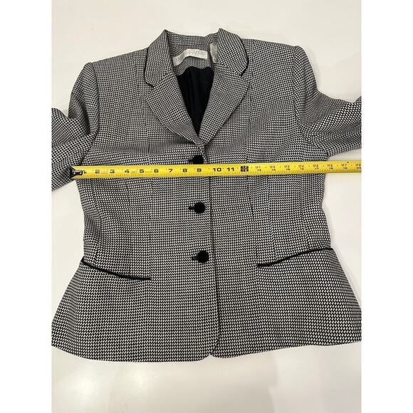 Valerie Stevens Size 4 Wool Herringbone Long Sleeve Single Breasted Blazer Gray - Picture 6 of 7